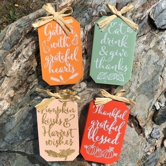 Fall Holidays Festive Signs Decor Set Of 4 - Picture 1 of 7